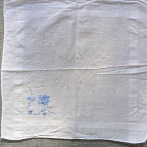 6 Hankies With Blue Flower Embroidery